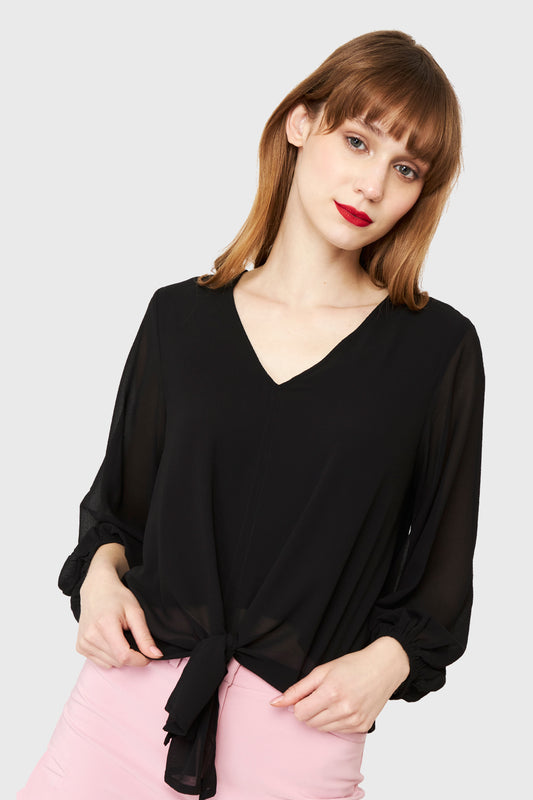 Blusa Básica Nudo Negro