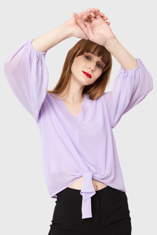 Blusa Básica Nudo Lila
