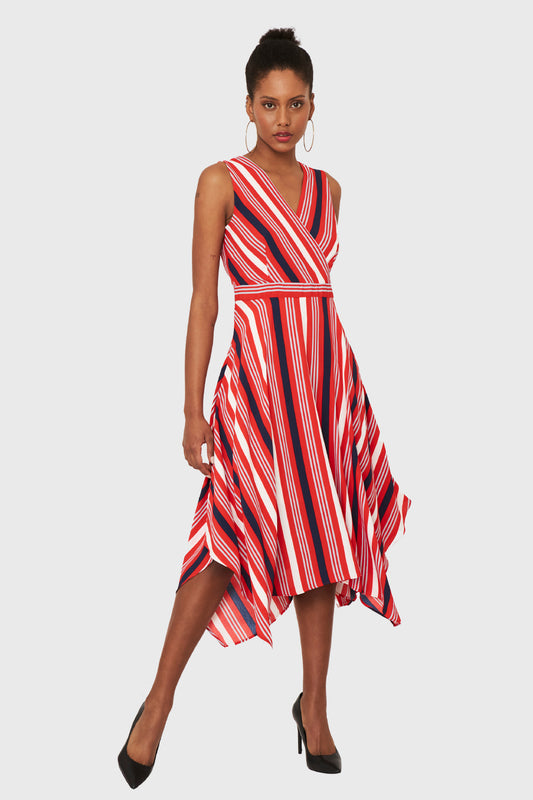 Vestido Asimétrico Rayas Rojo