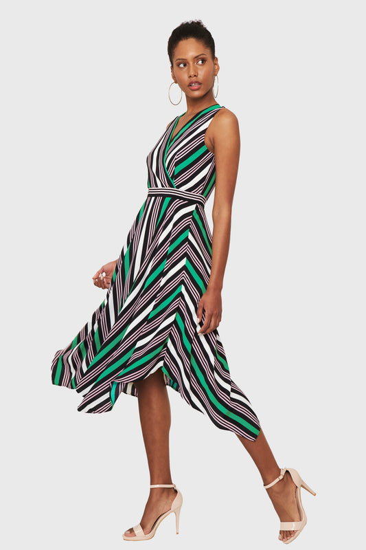 Vestido Asimétrico Rayas Verde
