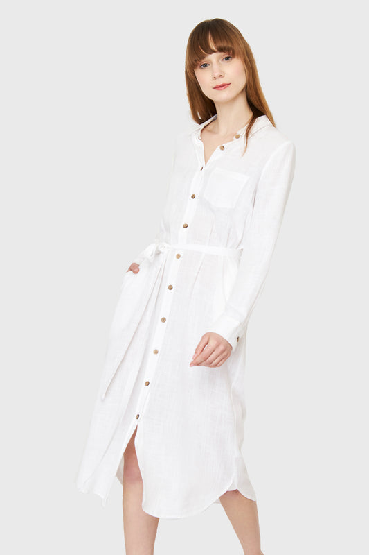 Vestido Camisero Largo Blanco