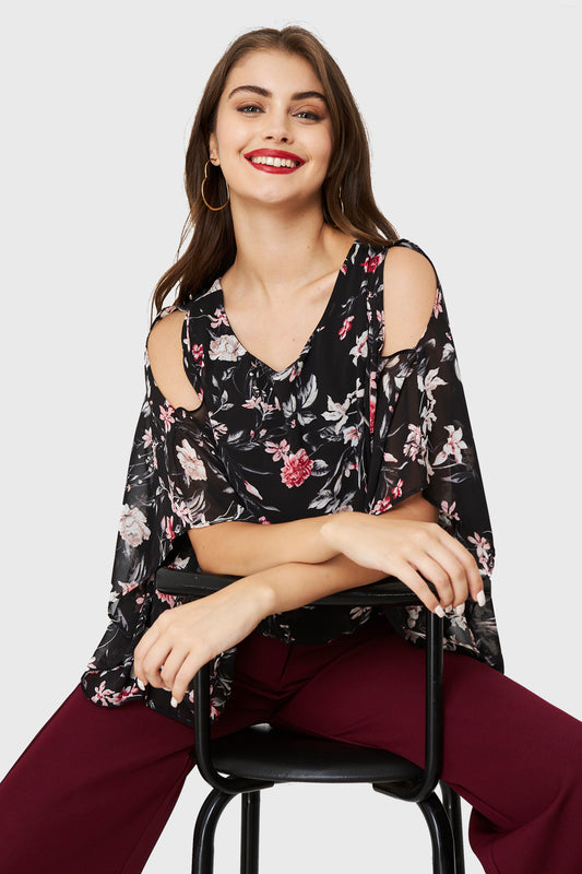 Blusa Manga Kimono Negro