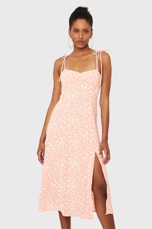 Vestido Midi Print Dálmata Rosado