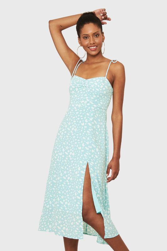 Vestido Midi Print Dálmata Celeste