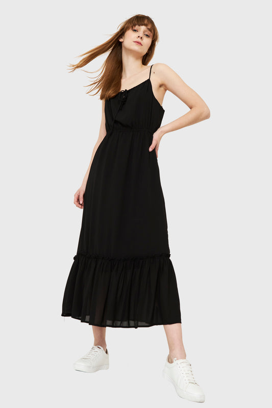 Vestido Largo Volante Negro