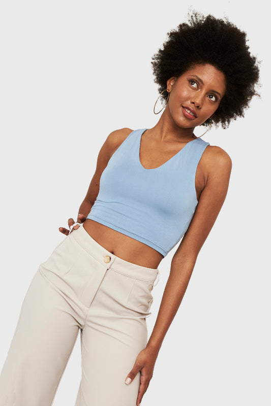 Crop Top Modal Celeste