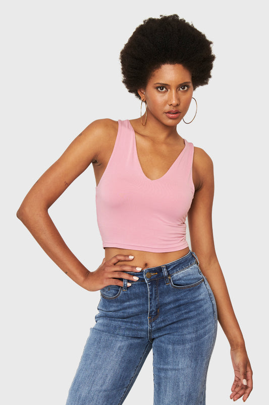 Crop Top Modal Rosado