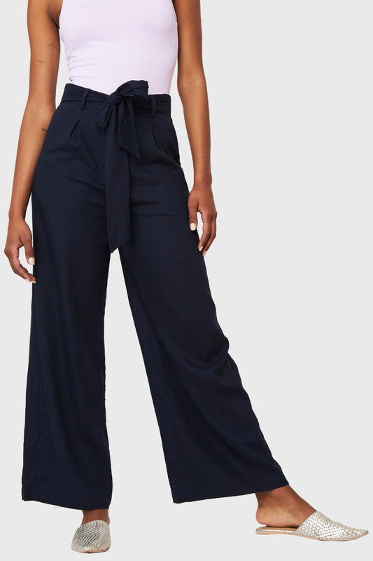 Pantalón Palazzo Bolsillos Azul Marino