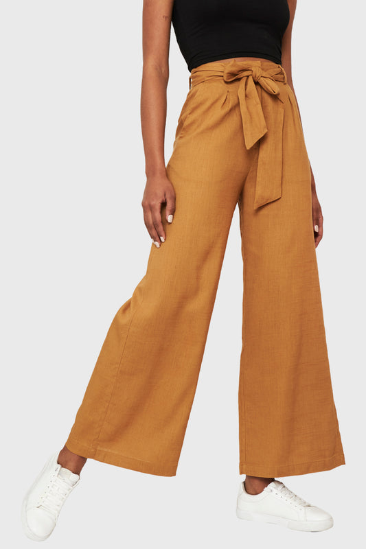 Pantalón Palazzo Bolsillos Camel