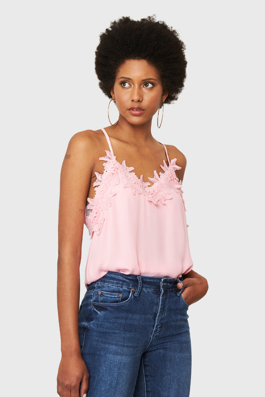 Blusa Escote Flores Rosado