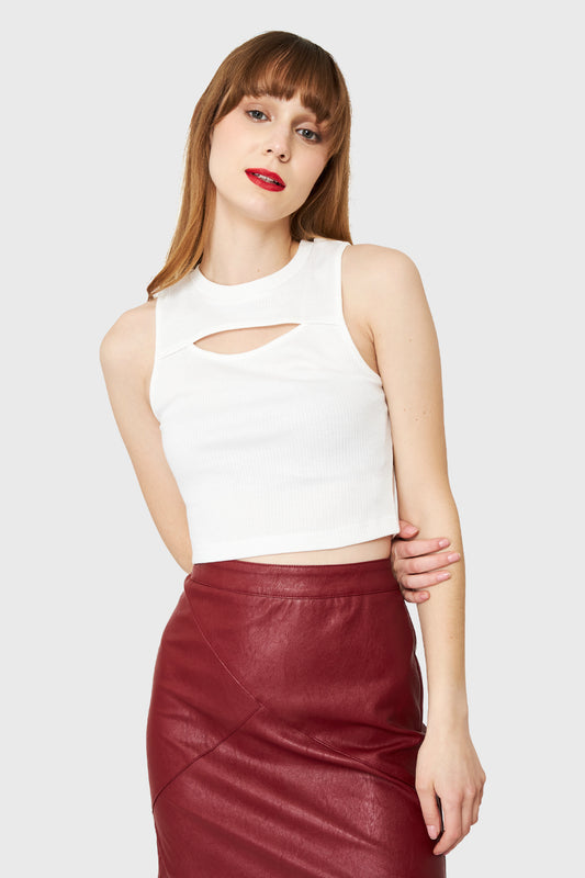 Polera Crop Top Cut Out Blanco