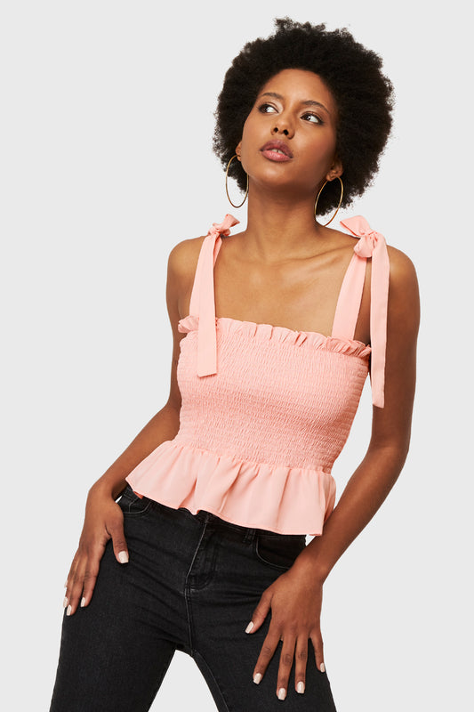 Crop Top Fruncido Rosado