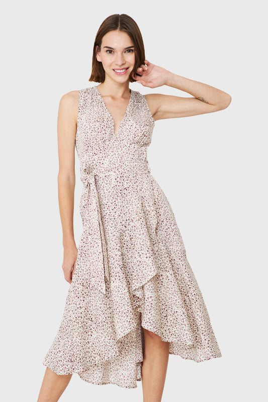 Vestido Asimétrico Ditsy Floral Blanco