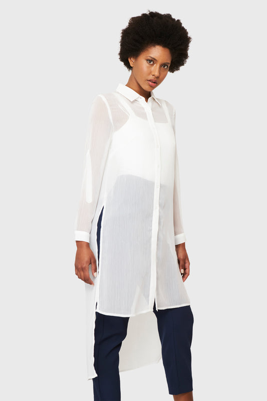 Camisa Larga Transparente Blanco