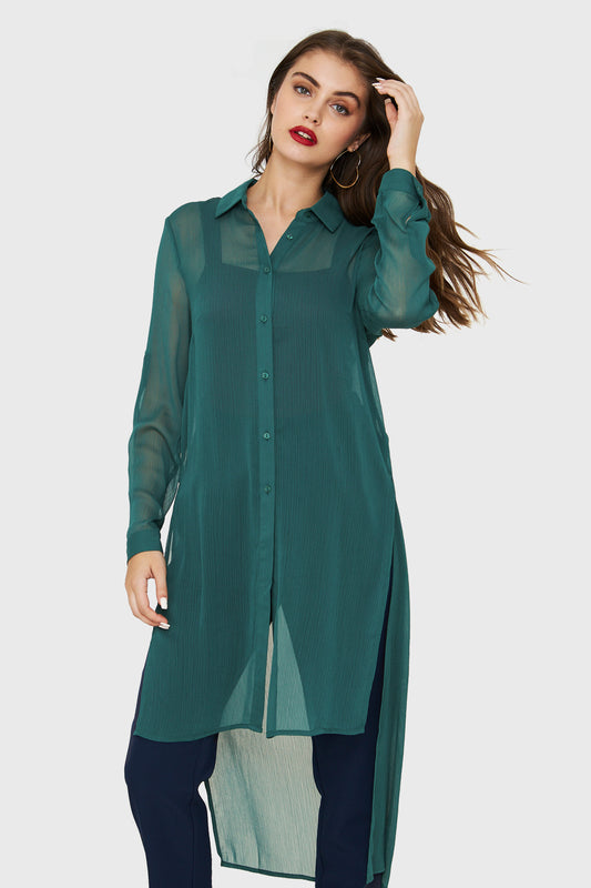 Blusa Larga Transparente Verde