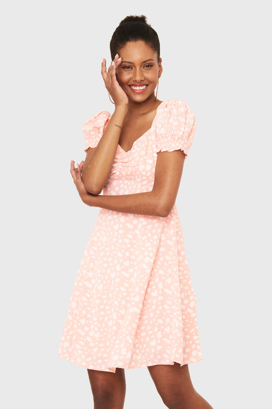 Vestido Corto Print Dálmata Rosado