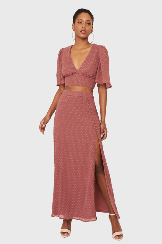 Cojunto Top y Falda Larga Rosado