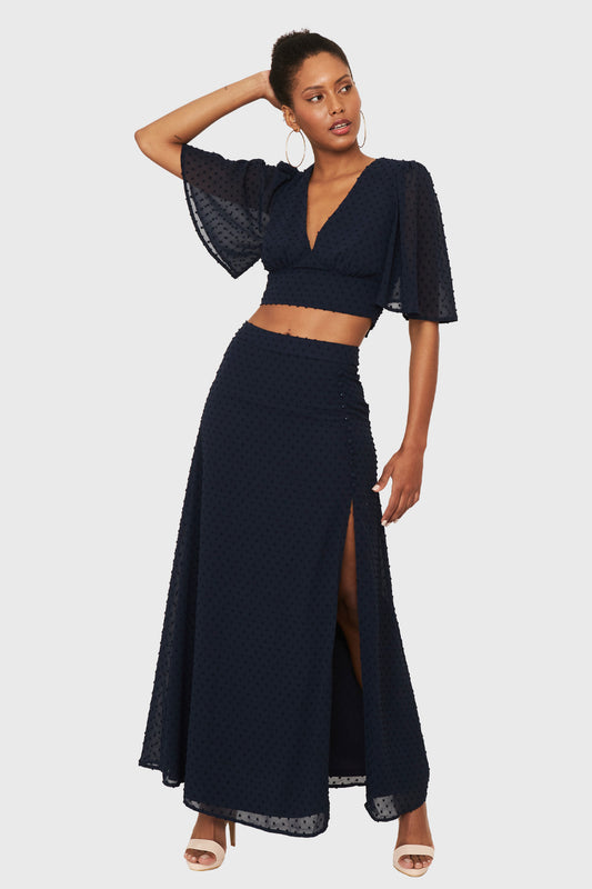 Cojunto Top y Falda Larga Azul Marino