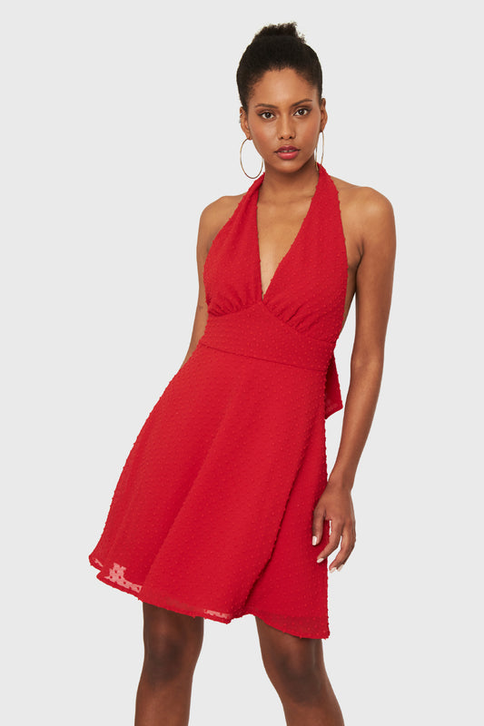Vestido Escote V Profundo Rojo