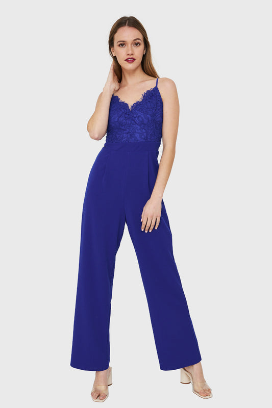 Enterito Canesú Encaje Azul Royal