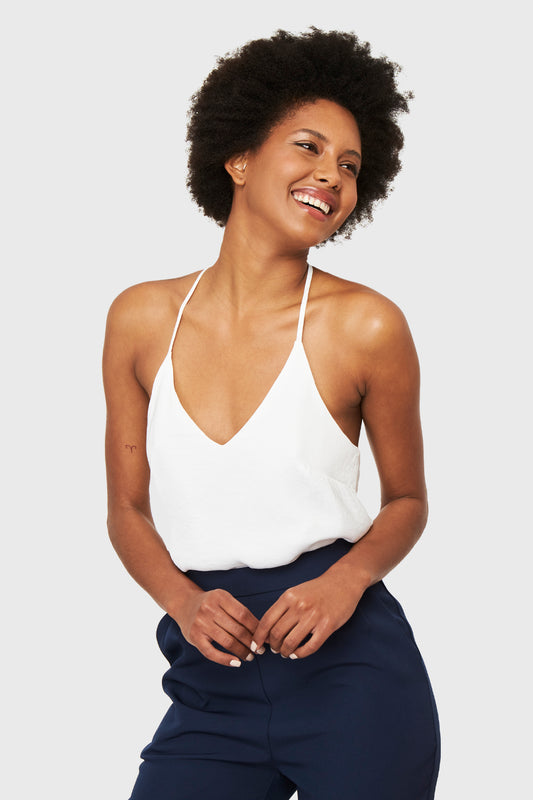 Blusa Básica Tipo Satín Blanco