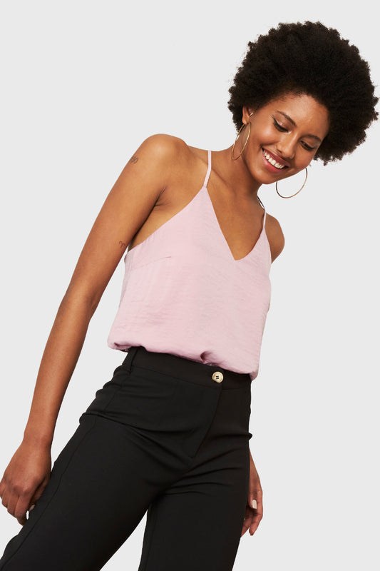 Blusa Básica Tipo Satín Rosado