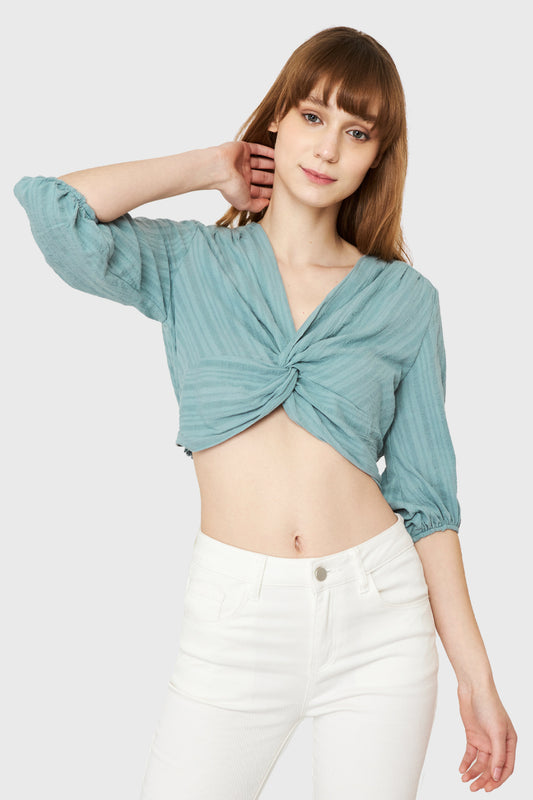 Blusa Corta Nudo Menta