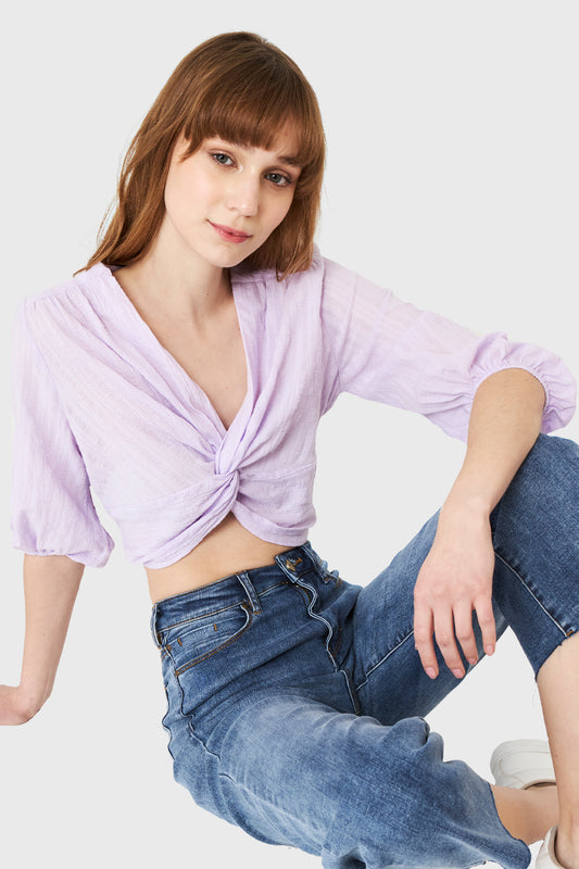 Blusa Corta Nudo Lila
