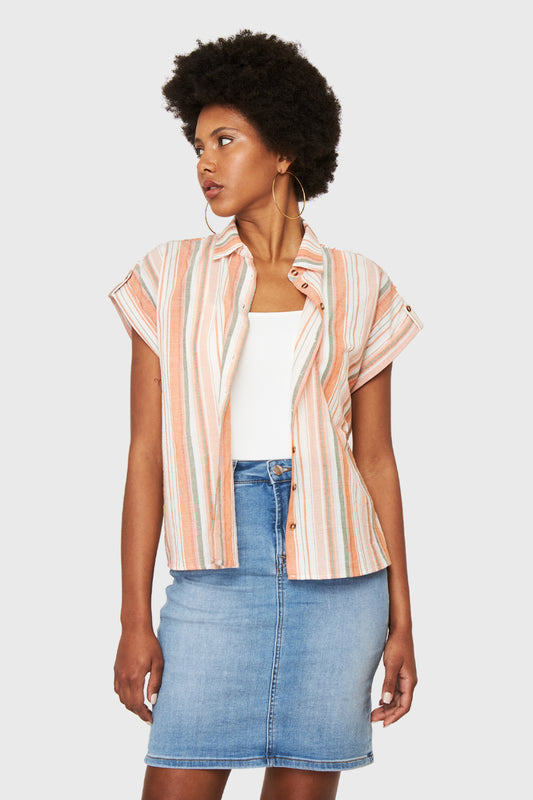 Camisa Corta Rayas Rosado