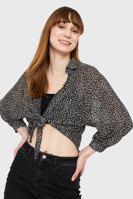Blusa Nudo Animal Print Negro