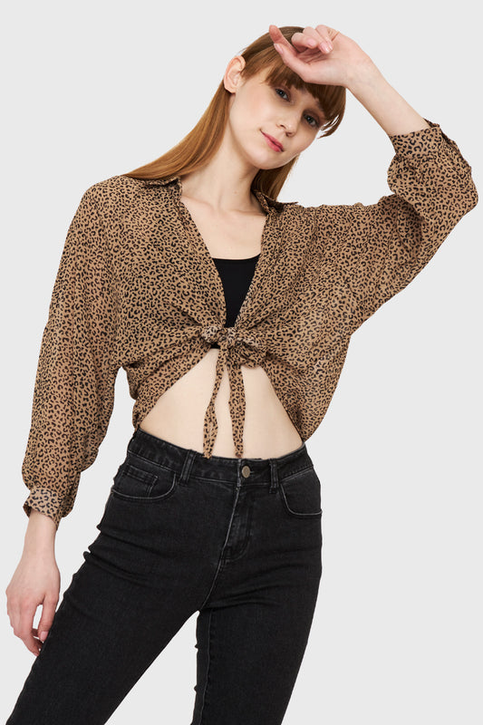 Blusa Nudo Animal Print Café