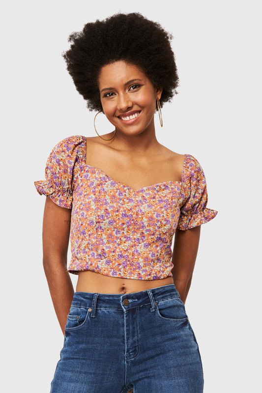 Crop Top Rosas Morado