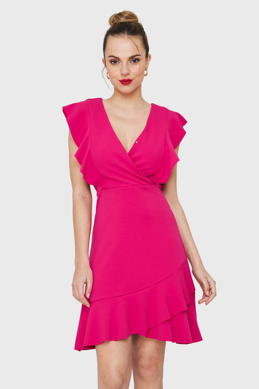 Vestido Volantes Fucsia