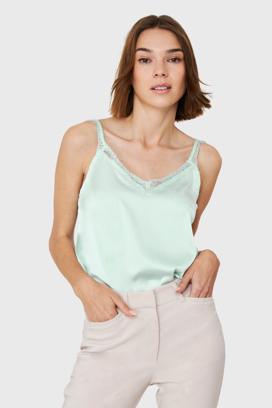 Body Tipo Satín Encaje Menta