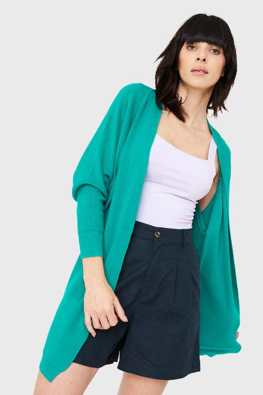Cárdigan Manga Kimono Verde Esmeralda