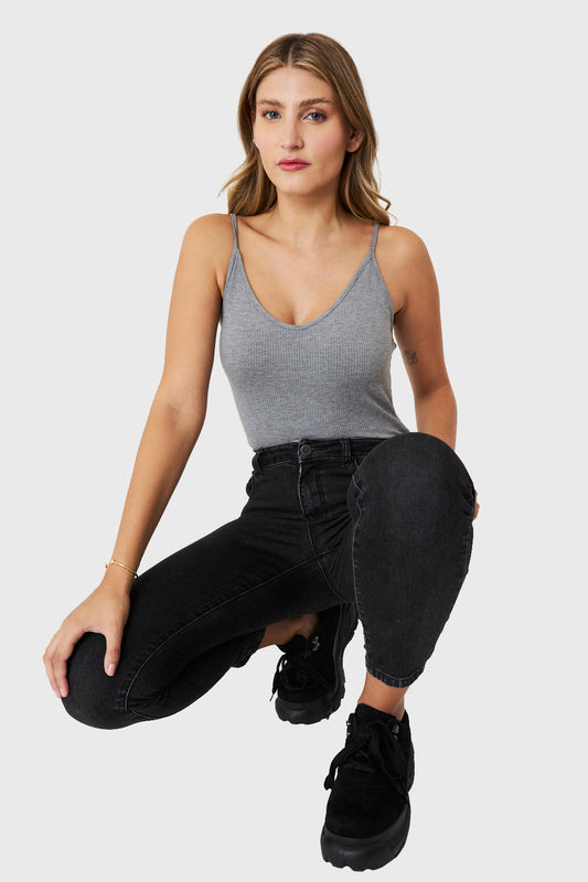 Body Pabilo Acanalado Gris