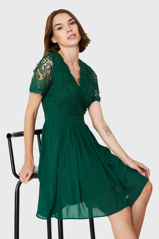 Vestido Canesú Broderie Verde