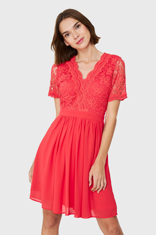 Vestido Canesú Broderie Coral