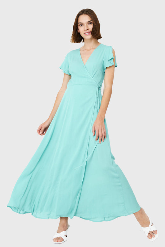 Vestido Largo Envolvente Turquesa