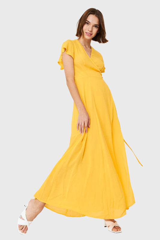 Vestido Largo Envolvente Amarillo