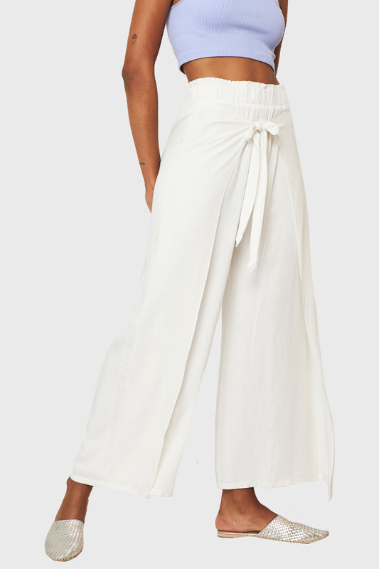 Pantalón Palazzo Lazo Frontal Blanco