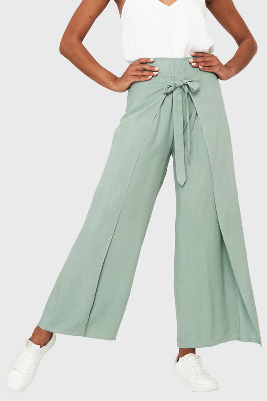 Pantalón Palazzo Lazo Frontal Menta