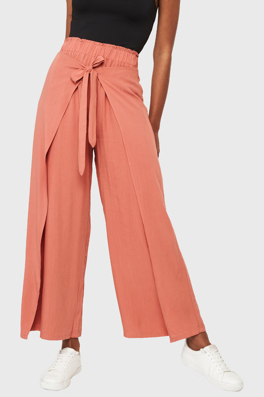 Pantalón Palazzo Lazo Frontal Rosado