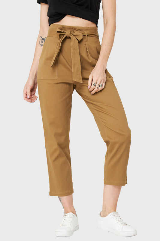 Pantalón Bolsillos Cargo Café Claro