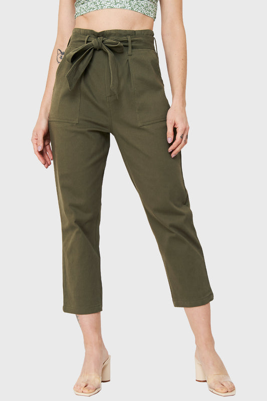 Pantalón Bolsillos Cargo Oliva