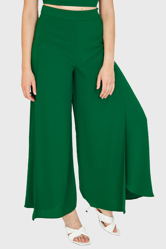 Pantalón Palazzo Aberturas Verde