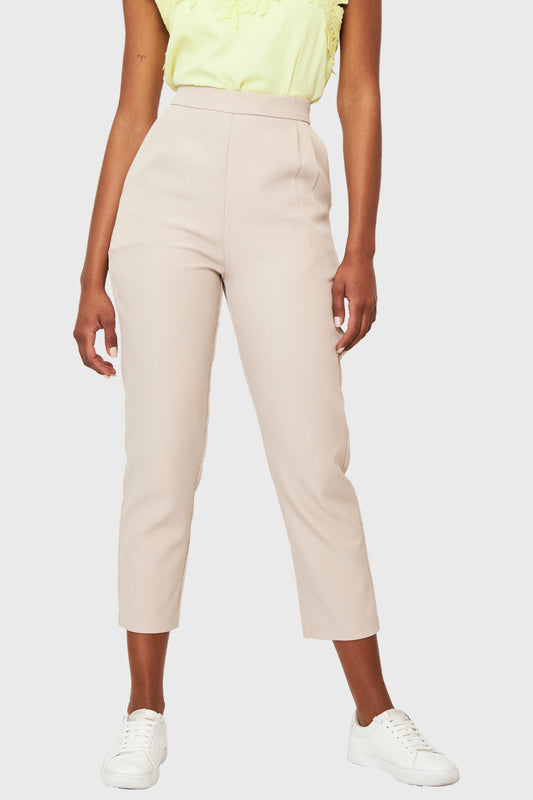 Pantalón Básico Tiro Alto Beige