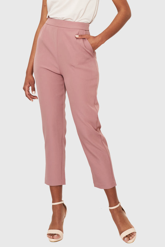 Pantalón Básico Tiro Alto Rosado