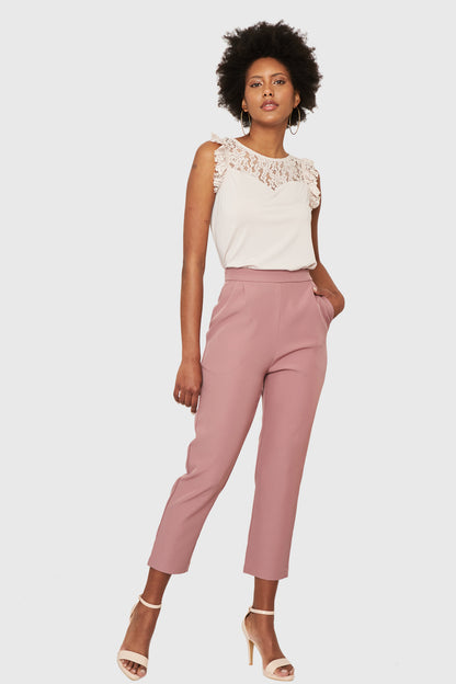 Pantalón Básico Tiro Alto Rosado