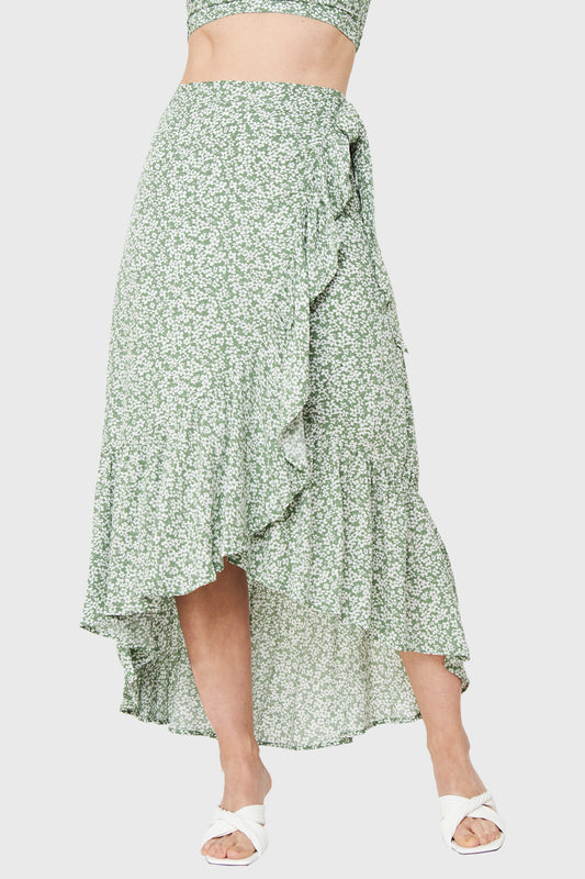 Falda Floreada Verde